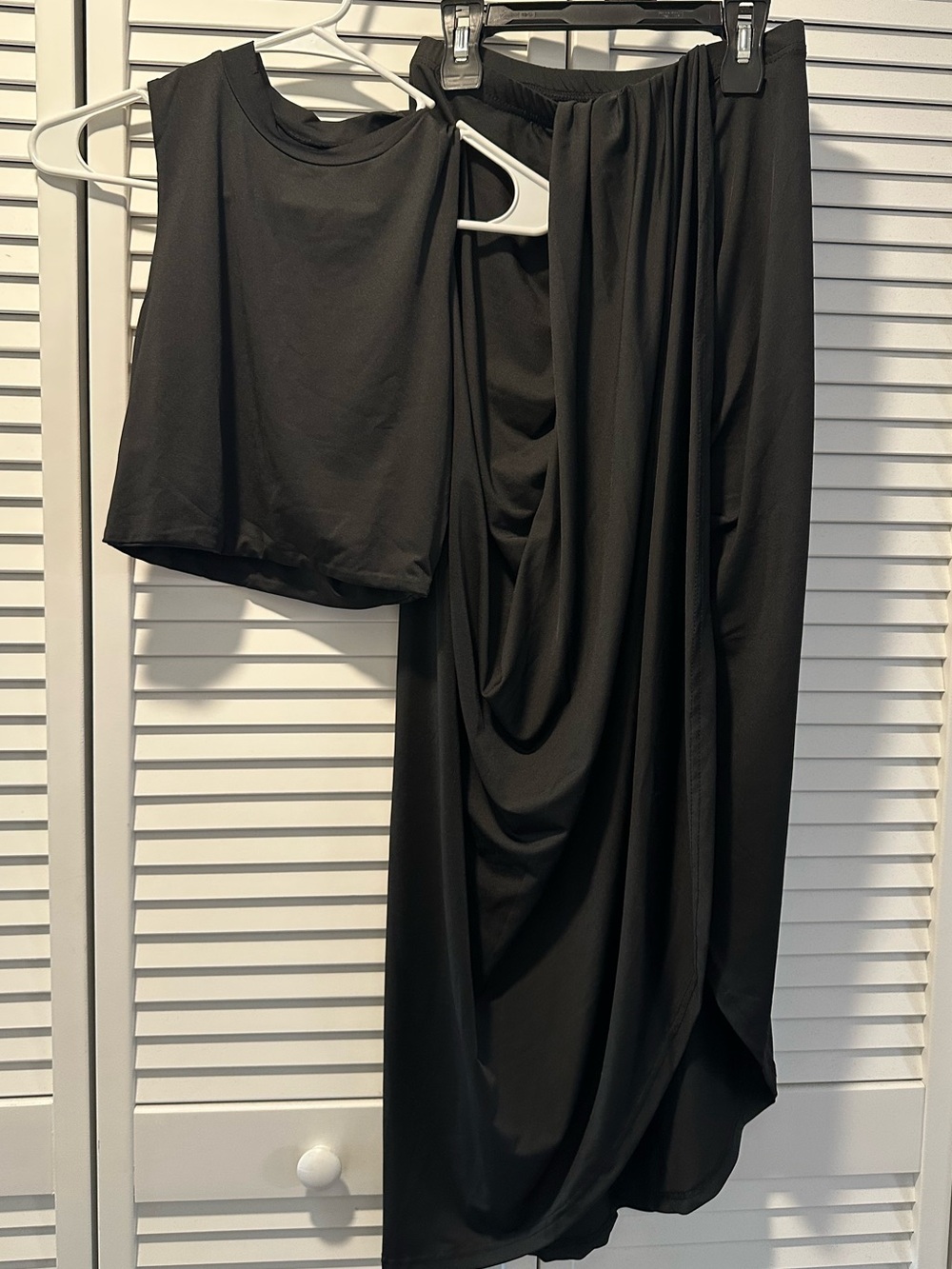 Women's Black Draped Maxi Skirt - with top - Elegant